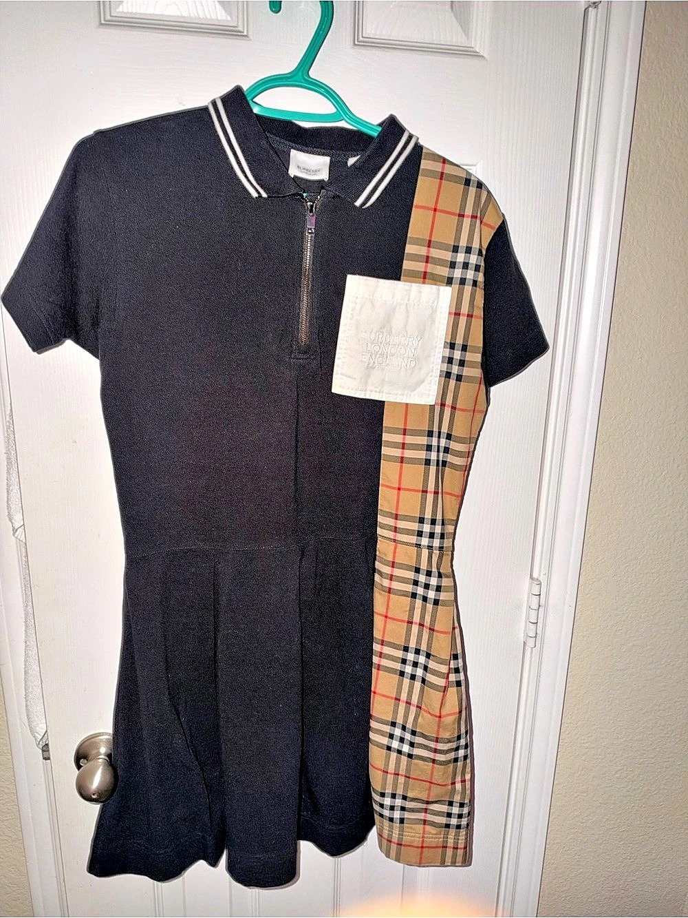 Burberry Plaid Panel Mini Dress Size Small